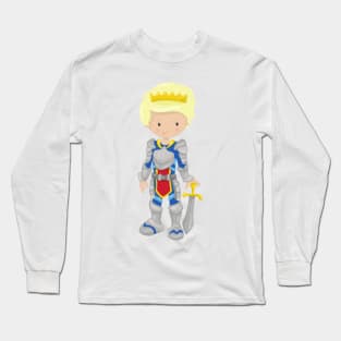 Prince, King, Knight, Crown, Sword, Blond Hair Long Sleeve T-Shirt